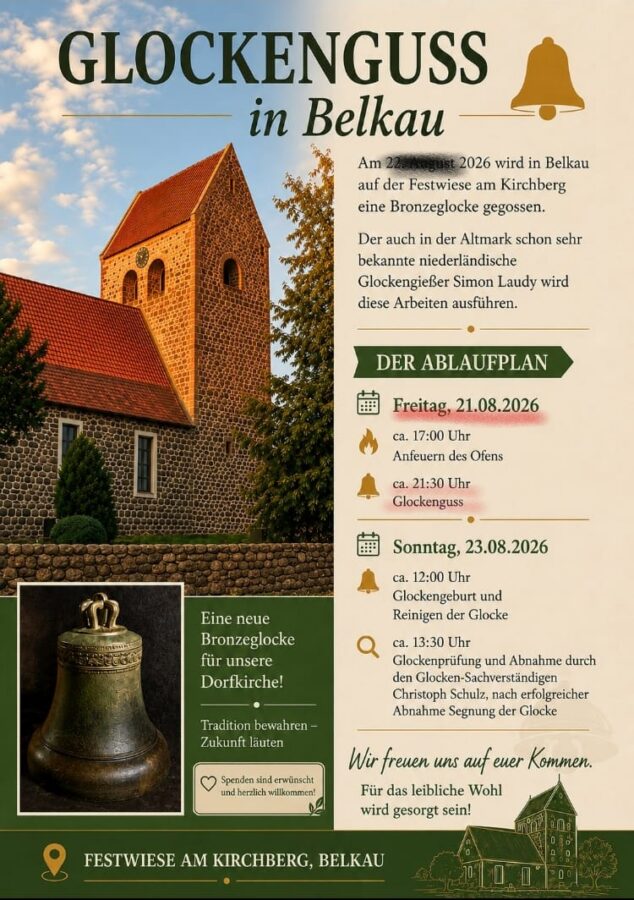 Flyer zum Glockenguss in Belkau
